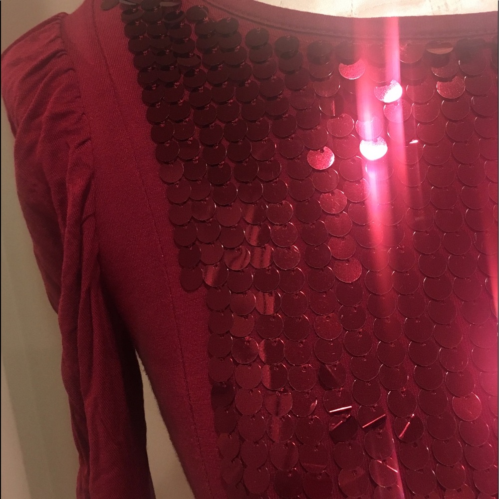 🇬🇧 Glittering wine red sparkle disco ball sequin top UK XS / S - Picture 6 of 8
